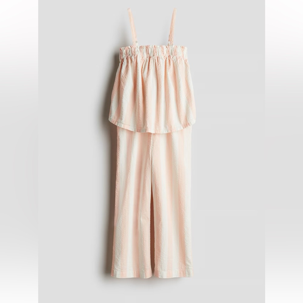 H&M Striped Pink and White Sleeveless Seersucker Tank and Pants Set